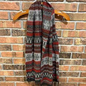 V. FRAAS Red and Brown Winter Scarf